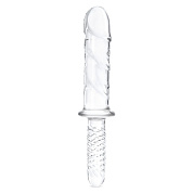 Стеклянный фаллоимитатор с рукоятью 11’’ Girthy Cock Double Ended With Handle - 28 см. фото в интим магазине Love Boat