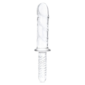 Стеклянный фаллоимитатор с рукоятью 11’’ Girthy Cock Double Ended With Handle - 28 см. фото в интим магазине Love Boat