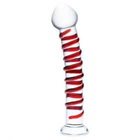 Прозрачный стимулятор с красной спиралью 10  Mr. Swirly Dildo - 25,4 см. фото в интим магазине Love Boat