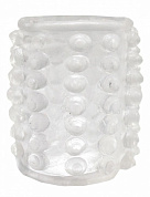 Прозрачная сквозная насадка на фаллос с пупырышками - 4 см.
