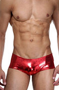 Ярко-красные трусы-хипсы из гладкого блестящего материала фото в интим магазине Love Boat