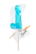 Голубой леденец в форме пениса со вкусом перечной мяты фото в интим магазине Love Boat
