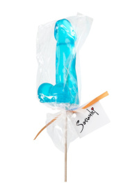 Голубой леденец в форме пениса со вкусом перечной мяты фото в интим магазине Love Boat