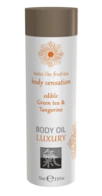 Съедобное массажное масло с ароматом зеленого чая и мандарина - 75 мл. фото в интим магазине Love Boat