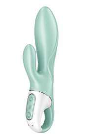 Зеленый вибратор-кролик Satisfyer Air Pump Bunny 5+ с функцией расширения - 20,4 см. фото в интим магазине Love Boat