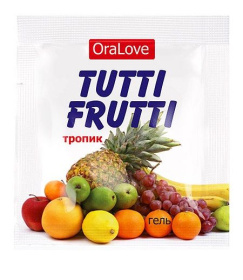 Саше гель-смазки Tutti-frutti со вкусом тропических фруктов - 4 гр. фото в интим магазине Love Boat