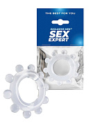 Прозрачное эрекционное кольцо со стимулирующими шариками фото в интим магазине Love Boat