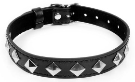
Черный ошейник с серебристыми ромбиками фото в интим магазине Love Boat