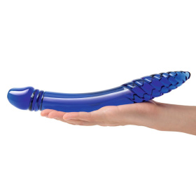 Синий двусторонний стеклянный стимулятор 11’’ Double-sided Glass Dildo For G-Spot P-Spot Stimulation - 28 см.