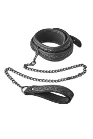
Черный ошейник с поводком COLLAR LEASH DIAMOND фото в интим магазине Love Boat