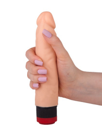 Телесный вибратор-реалистик со встроенным пультом управления - 20,5 см.