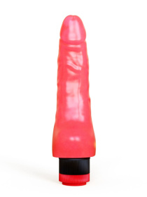 Двойной вибромассажер из розового геля - 19,5 см.