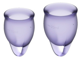 Набор фиолетовых менструальных чаш Feel confident Menstrual Cup фото в интим магазине Love Boat