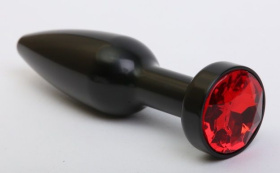 
Чёрная удлинённая пробка с красным кристаллом - 11,2 см. фото в интим магазине Love Boat