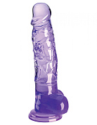 Фиолетовый фаллоимитатор с мошонкой на присоске 8’’ Cock with Balls - 22,2 см. фото в интим магазине Love Boat