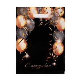 Пакет с вырубной ручкой и принтом в виде шариков (30х40 см) фото в интим магазине Love Boat