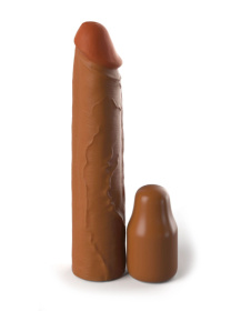 Коричневая насадка на член 2  Silicone X-tension - 20,3 см. фото в интим магазине Love Boat