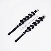 
Черные кожаные наручники из звеньев фото в интим магазине Love Boat