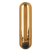 Золотистая вибропуля в чехле для хранения Rechargeable Hideaway Bullet - 7,5 см. фото в интим магазине Love Boat