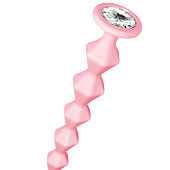 Розовая анальная цепочка с кристаллом Buddy - 17,7 см.