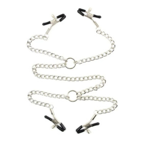 
Серебристые зажимы для сосков и половых губ на тонкой цепочке фото в интим магазине Love Boat
