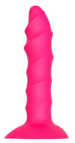 Розовый ребристый анальный фаллоимитатор TWISTED PLUG - 14 см.  фото в интим магазине Love Boat
