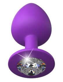 Фиолетовая анальная пробка со стразом Her Little Gem Large Plug - 9,5 см. фото в интим магазине Love Boat