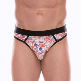 Мужские трусы-стринги с принтом в виде разноцветных ракушек фото в интим магазине Love Boat