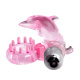 Розовое виброкольцо-дельфин с шипами