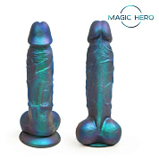 Синий фаллоимитатор с шиммером - 17 см. фото в интим магазине Love Boat