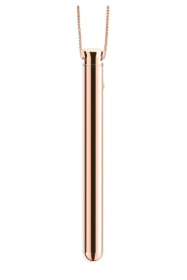 Золотистый вибростимулятор-кулон на цепочке Necklace Rechargeable Vibrator фото в интим магазине Love Boat