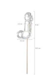 Прозрачный леденец в форме фаллоса со вкусом пина колада - 80 гр.