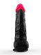 Чёрный фаллоимитатор с красной головкой - 20,4 см.