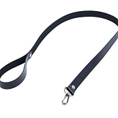 Черный кожаный поводок с карабином