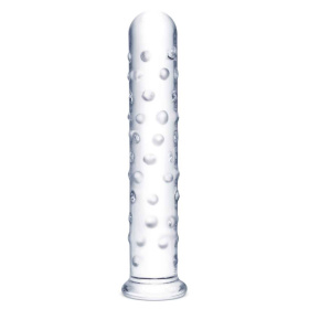 Прозрачный стеклянный фаллос с массажным рельефом 10  Extra Large Glass Dildo - 25,5 см. фото в интим магазине Love Boat