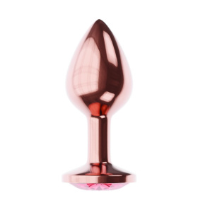 Пробка цвета розового золота с малиновым кристаллом Diamond Ruby Shine L - 8,3 см. фото в интим магазине Love Boat