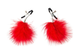 
Зажимы на соски с красным пухом Euphoric фото в интим магазине Love Boat