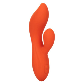 Оранжевый вибратор-кролик Liquid Silicone Dual Teaser фото в интим магазине Love Boat