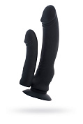 Чёрный вибратор для двойного проникновения - 19,5 см. фото в интим магазине Love Boat
