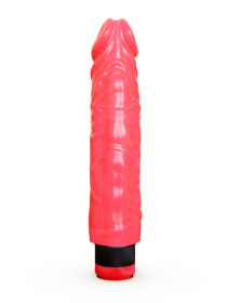 Рельефный розовый вибратор-реалистик - 23,5 см.