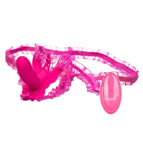 Розовая вибробабочка на ремешках Silicone Remote Venus Penis фото в интим магазине Love Boat