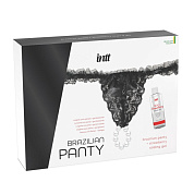 Набор Brazilian Panty: черные трусики со стимулирующими бусинами и массажный гель Sliding Gel Strawberry фото в интим магазине Love Boat