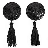 Черные круглые пэстисы с кисточками