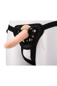 Телесный страпон на черных трусиках Strap On Real Dildo - 20 см.