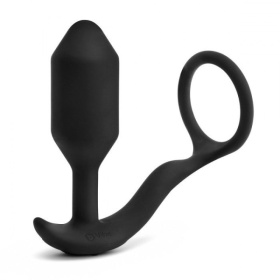 Черная анальная вибропробка с эрекционным кольцом Vibrating Snug   Tug M фото в интим магазине Love Boat