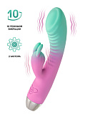 Мятно-розовый вибратор для точки G с клиторальным отростком Orchid - 21 см. фото в секс шопе Love Boat