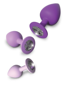 
Набор из 3 фиолетовых анальных пробок со стразами Little Gems Trainer Set фото в интим магазине Love Boat