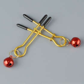 
Золотистые зажимы с колокольчиками Gold фото в интим магазине Love Boat