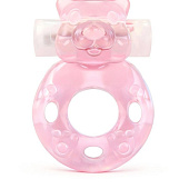 Розовое эрекционное виброкольцо в форме мишки