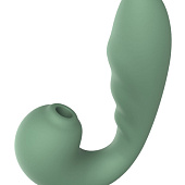 Зеленый вибратор с вакуумной стимуляцией Duo Viro